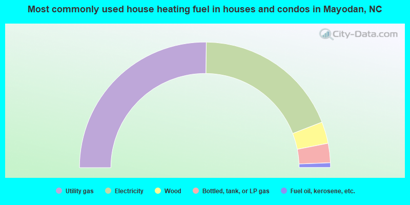 Most commonly used house heating fuel in houses and condos in Mayodan, NC