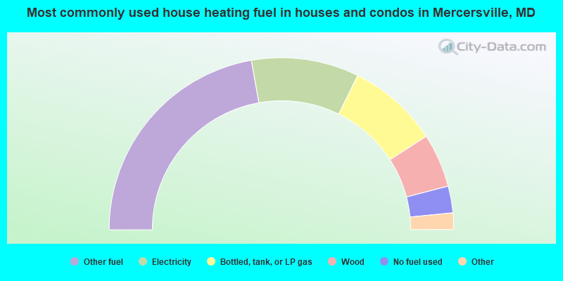 Most commonly used house heating fuel in houses and condos in Mercersville, MD