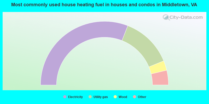 Most commonly used house heating fuel in houses and condos in Middletown, VA