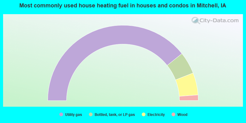 Most commonly used house heating fuel in houses and condos in Mitchell, IA