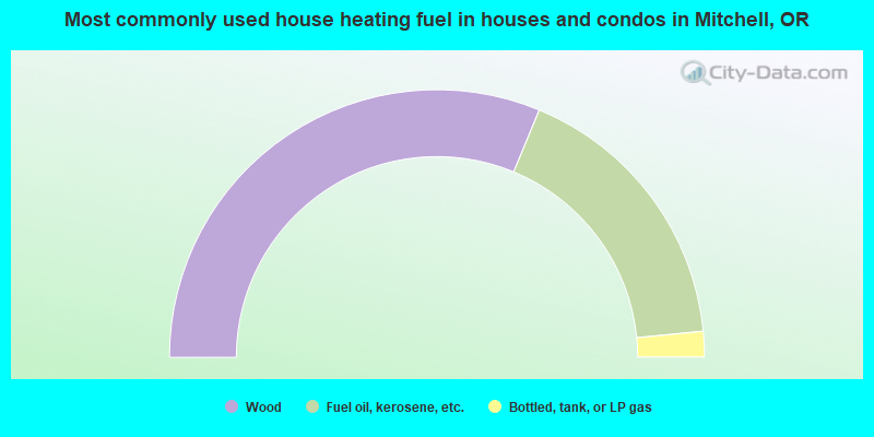 Most commonly used house heating fuel in houses and condos in Mitchell, OR