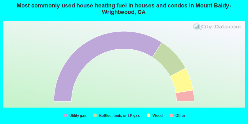 Most commonly used house heating fuel in houses and condos in Mount Baldy-Wrightwood, CA