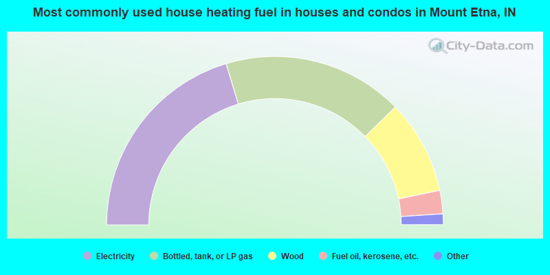 Most commonly used house heating fuel in houses and condos in Mount Etna, IN