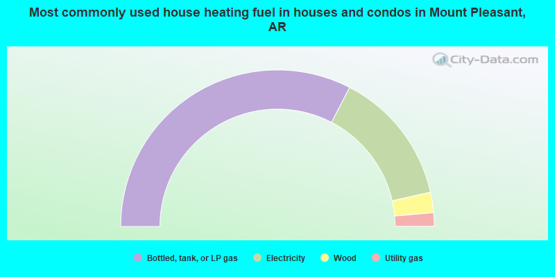 Most commonly used house heating fuel in houses and condos in Mount Pleasant, AR
