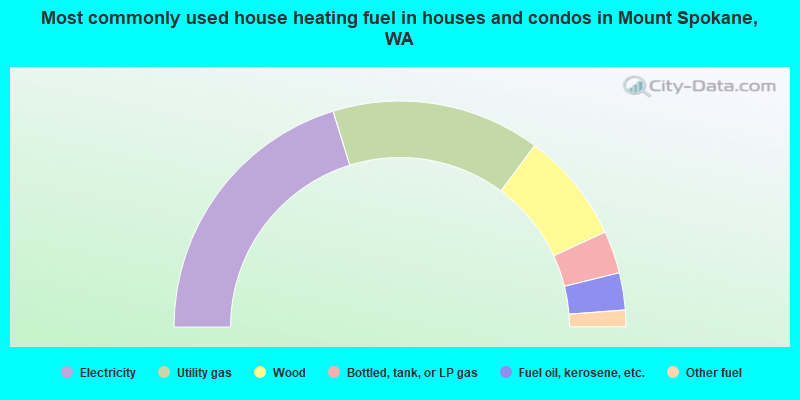Most commonly used house heating fuel in houses and condos in Mount Spokane, WA