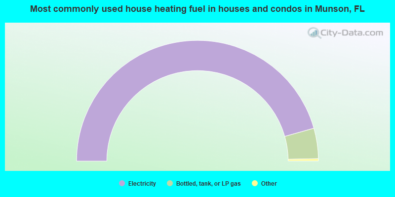 Most commonly used house heating fuel in houses and condos in Munson, FL