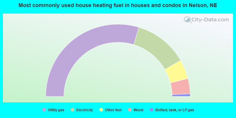 Most commonly used house heating fuel in houses and condos in Nelson, NE