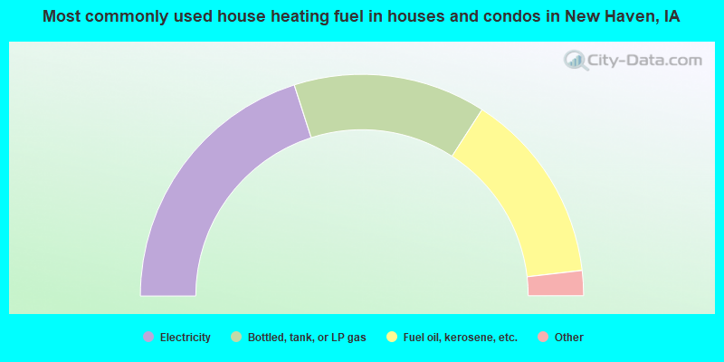 Most commonly used house heating fuel in houses and condos in New Haven, IA