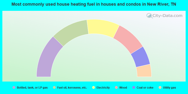 Most commonly used house heating fuel in houses and condos in New River, TN