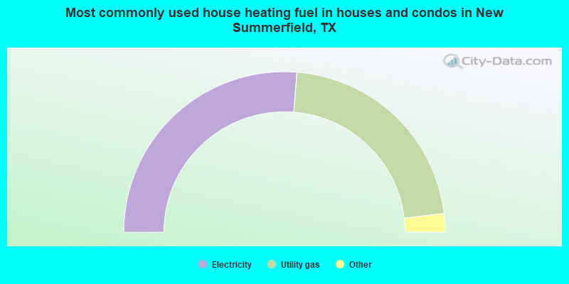 Most commonly used house heating fuel in houses and condos in New Summerfield, TX