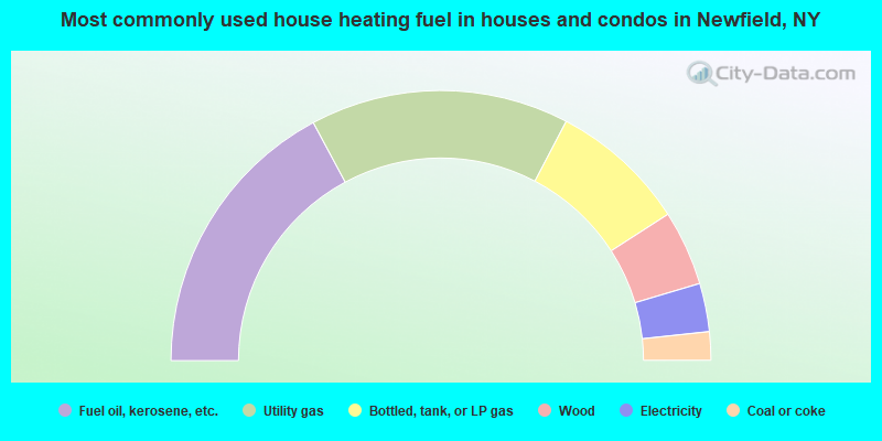 Most commonly used house heating fuel in houses and condos in Newfield, NY