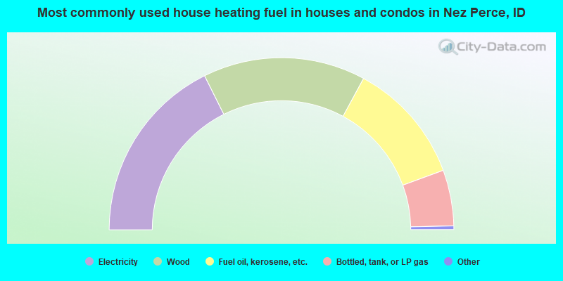 Most commonly used house heating fuel in houses and condos in Nez Perce, ID