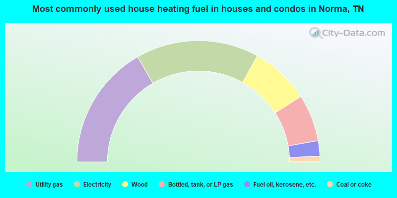 Most commonly used house heating fuel in houses and condos in Norma, TN