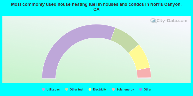 Most commonly used house heating fuel in houses and condos in Norris Canyon, CA