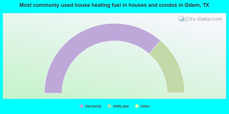 Most commonly used house heating fuel in houses and condos in Odem, TX