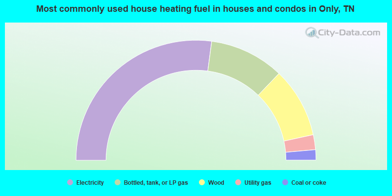 Most commonly used house heating fuel in houses and condos in Only, TN
