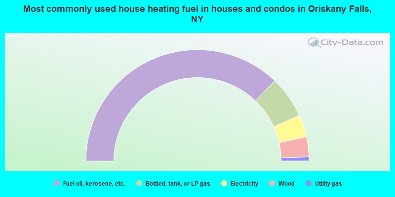 Most commonly used house heating fuel in houses and condos in Oriskany Falls, NY