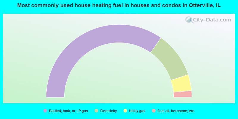 Most commonly used house heating fuel in houses and condos in Otterville, IL