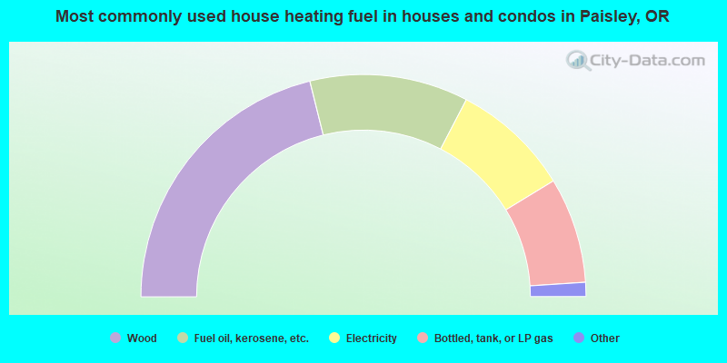 Most commonly used house heating fuel in houses and condos in Paisley, OR