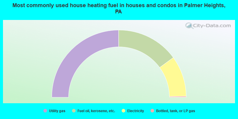 Most commonly used house heating fuel in houses and condos in Palmer Heights, PA