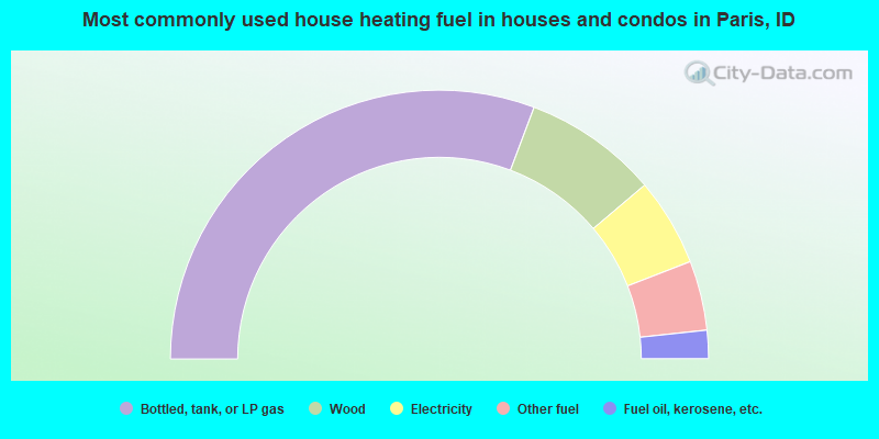 Most commonly used house heating fuel in houses and condos in Paris, ID