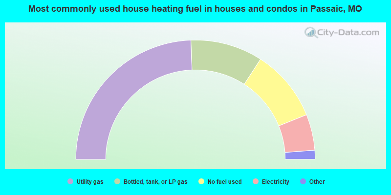 Most commonly used house heating fuel in houses and condos in Passaic, MO