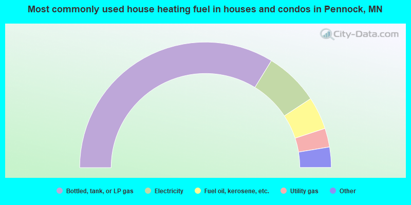 Most commonly used house heating fuel in houses and condos in Pennock, MN