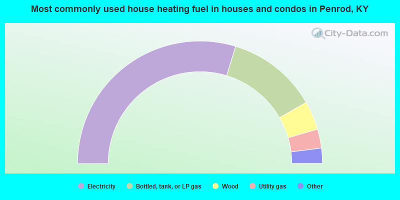 Most commonly used house heating fuel in houses and condos in Penrod, KY