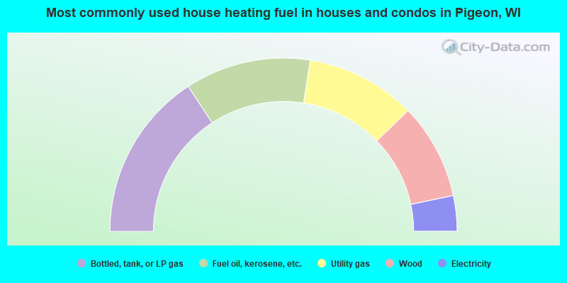 Most commonly used house heating fuel in houses and condos in Pigeon, WI