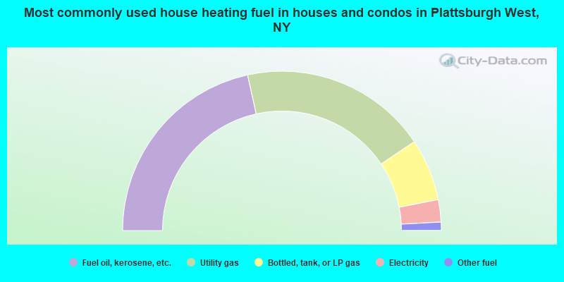 Most commonly used house heating fuel in houses and condos in Plattsburgh West, NY