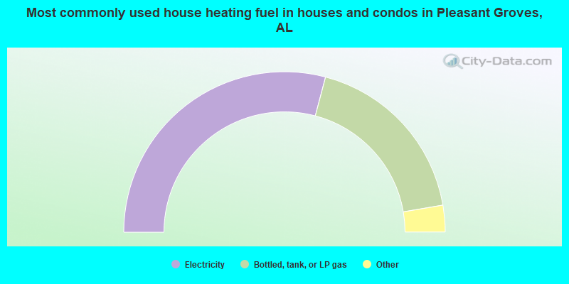 Most commonly used house heating fuel in houses and condos in Pleasant Groves, AL