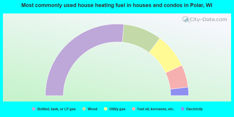 Most commonly used house heating fuel in houses and condos in Polar, WI