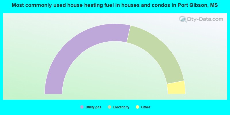 Most commonly used house heating fuel in houses and condos in Port Gibson, MS