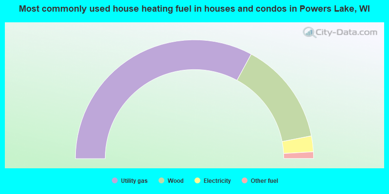 Most commonly used house heating fuel in houses and condos in Powers Lake, WI