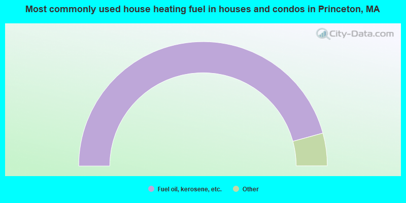 Most commonly used house heating fuel in houses and condos in Princeton, MA