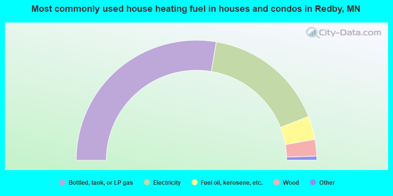 Most commonly used house heating fuel in houses and condos in Redby, MN