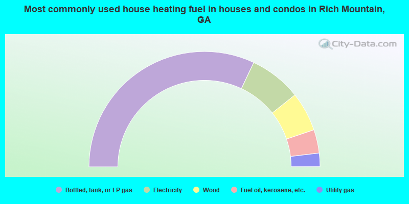 Most commonly used house heating fuel in houses and condos in Rich Mountain, GA