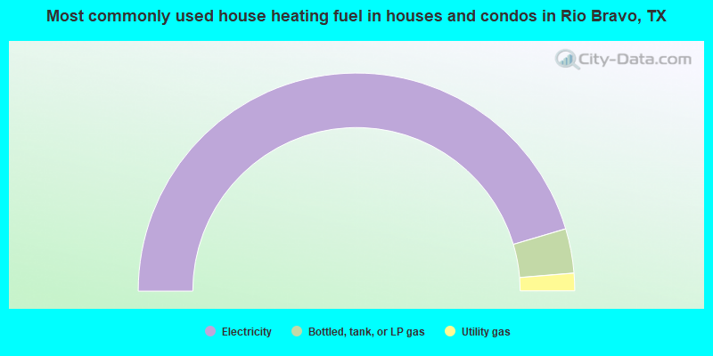 Most commonly used house heating fuel in houses and condos in Rio Bravo, TX