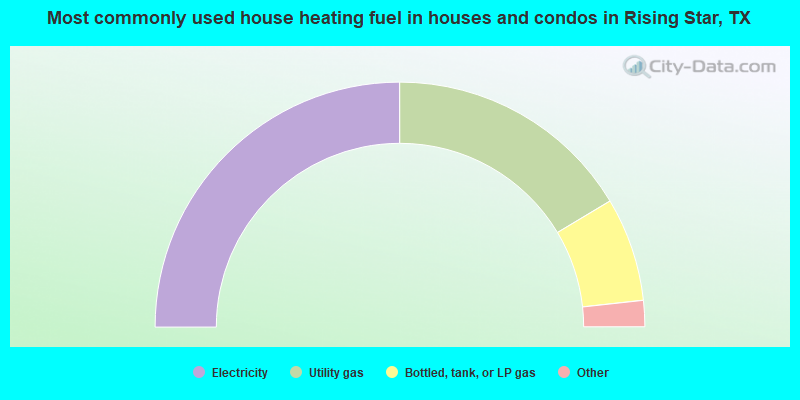 Most commonly used house heating fuel in houses and condos in Rising Star, TX
