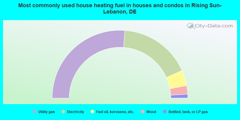 Most commonly used house heating fuel in houses and condos in Rising Sun-Lebanon, DE