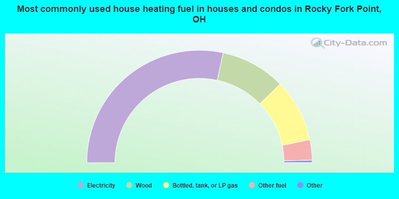 Most commonly used house heating fuel in houses and condos in Rocky Fork Point, OH