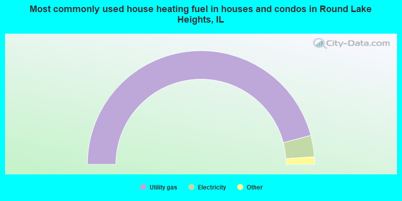 Most commonly used house heating fuel in houses and condos in Round Lake Heights, IL