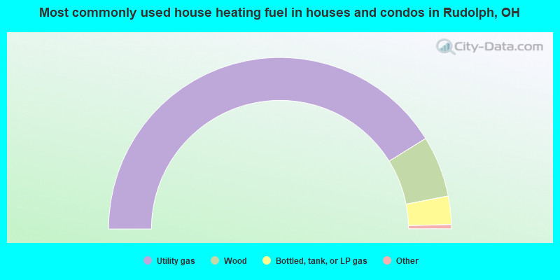 Most commonly used house heating fuel in houses and condos in Rudolph, OH