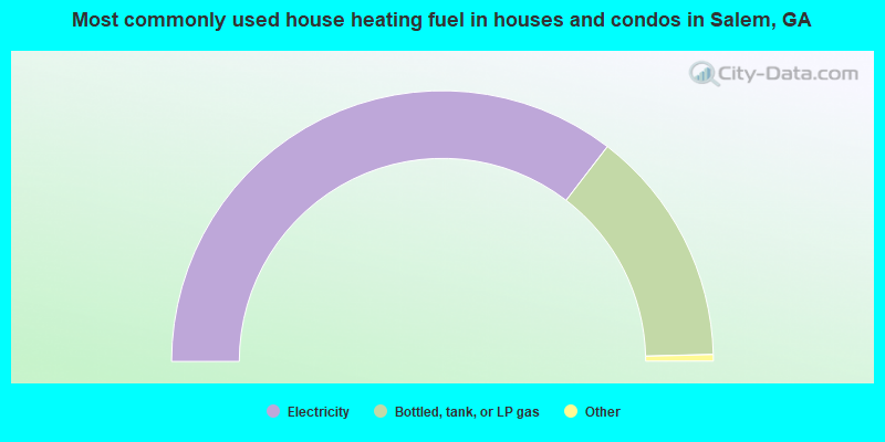 Most commonly used house heating fuel in houses and condos in Salem, GA