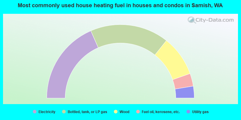 Most commonly used house heating fuel in houses and condos in Samish, WA
