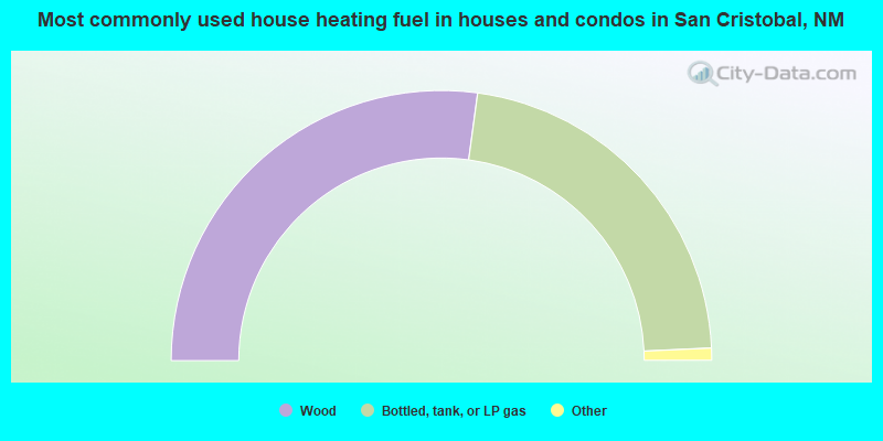 Most commonly used house heating fuel in houses and condos in San Cristobal, NM