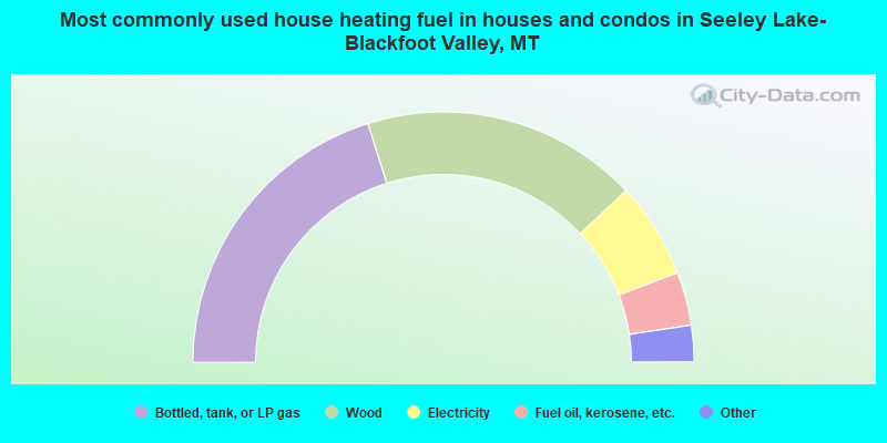 Most commonly used house heating fuel in houses and condos in Seeley Lake-Blackfoot Valley, MT