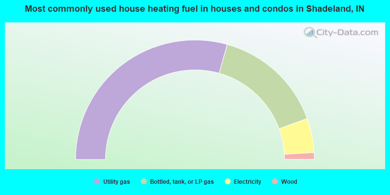 Most commonly used house heating fuel in houses and condos in Shadeland, IN