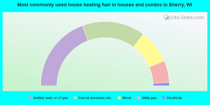 Most commonly used house heating fuel in houses and condos in Sherry, WI