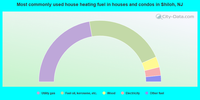 Most commonly used house heating fuel in houses and condos in Shiloh, NJ